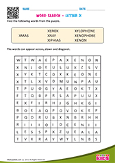 Word Search with letter x